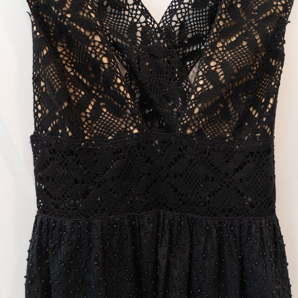 Beaded Black Ingwa Melero Cross Strap Cocktail Dress - Picture 4 of 9